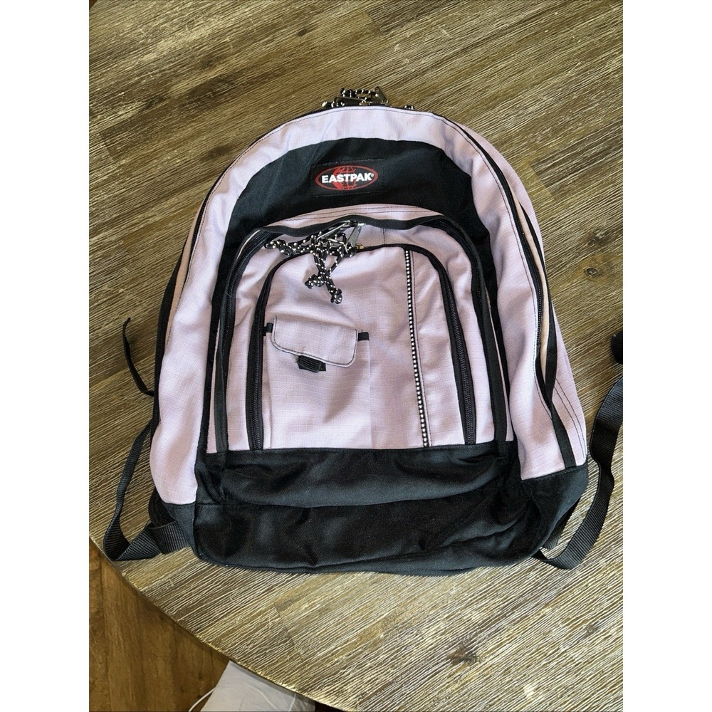 Eastpak  Backpack Purple And Black Canvas Book Bag